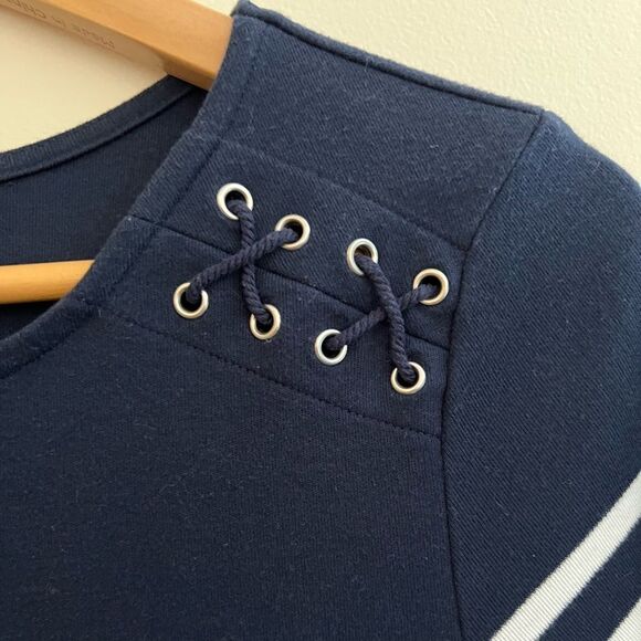 Nautical Knit Navy & White striped shirt dress, Size Medium women. Nearly new! - Picture 6 of 10
